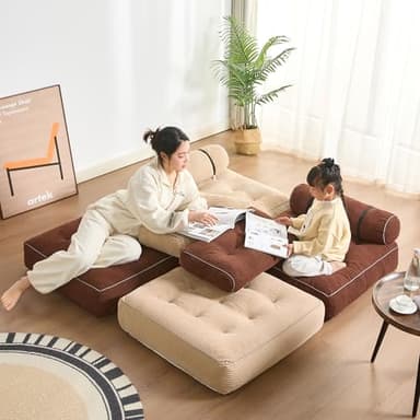 Afuson Folding Chair Bed, Futon Sofa Bed, Floor Couch for Adults Chair Bed for Living Room, Lounge Sofa, Convertible Sofa Bed, Small Couches for Small Spaces, Camel - Image 5