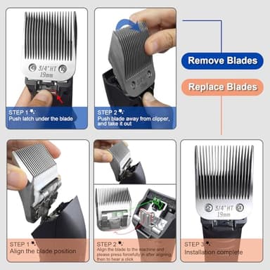 3/4HT Detachable Pet Dog Grooming Stainless Steel Blades,Compatible with Andis/Oster A5,Wahl KM10 Series Dog Clippers,Cut Length 3/4"(19mm) - Image 5