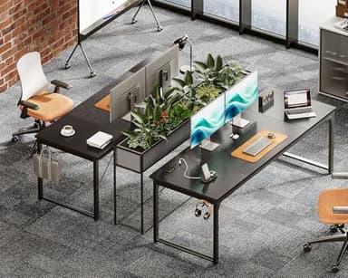 Coleshome 71 Inch Computer Desk with USB Ports, Large Office Desk, Long Study Student Writing Desk, Black - Image 4