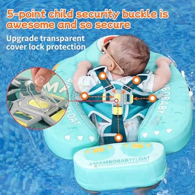 Mambobaby Float with Canopy Skin-Friendly Baby Swim Float with Tail Waterproof Non-Inflatable Mambo Float Smart Swim Trainer Soft Solid Infant Pool Float 3-24 Months Baby Swim Ring - Image 7