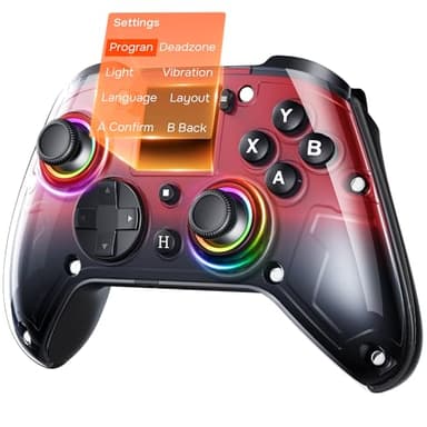 GUSGU G7 Wireless Gaming Controller with Interactive Screen, 1000Hz Polling Rate, Hall Joysticks & Triggers, 4 Programmable Buttons, Compatible with PC, Switch, PS4, iOS, Android, Red - Image 1