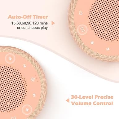 Buffbee Sound Machine & Alarm Clock 2-in-1, 0-100% Clock Face Brightness, Bottom Colored Light, Sleep Timer, Precise 30-Level Volume White Noise Machine, Digital Alarm Clocks for Bedrooms - Peach - Image 5
