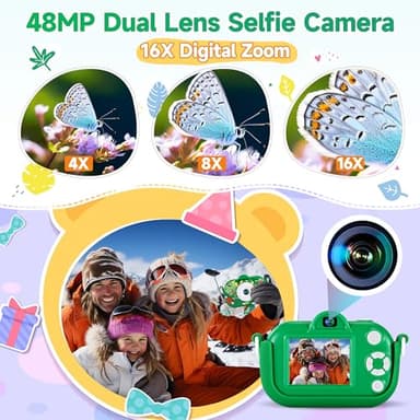 Kids Camera Boys Toys for 3 4 5 6 7 8 9 Years Old Boys, 48MP Dual Lens Kids Digital Camera Christmas Birthday Gifts, 1080P HD Video Selfie Toddler Camera with 32G SD Card - Image 3