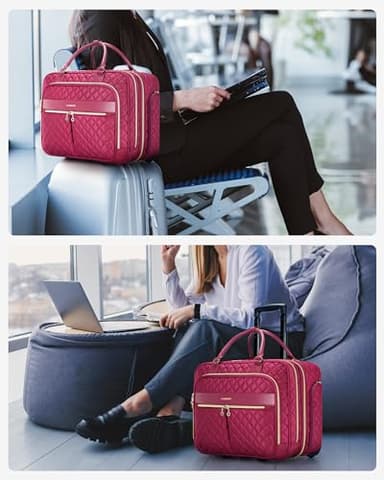 BAGSMART Rolling Laptop Bag Women, Rolling Briefcase for Women, 17.3 Inch with Wheels Computer Bag Rolling Laptop Case for Work Travel Business, Red - Image 6
