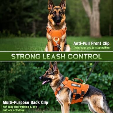 WINSEE Mesh Dog Harness with 10 Pet Patches for Large Service Dog in Training, Breathable Tactical Molle Vest with Double Handles, Reflective Military Pet Vest for Walking Hiking - Image 3