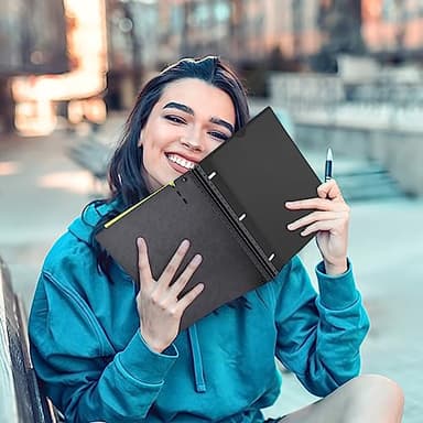 INFUN 1 Inch Telescoping 3 Ring Binder - 1PCS-Black, Flexible Binders with Customizable Front Cover and Clear Catalog Pocket, 1 Inch Rings, 225 Sheet Capacity - Image 7