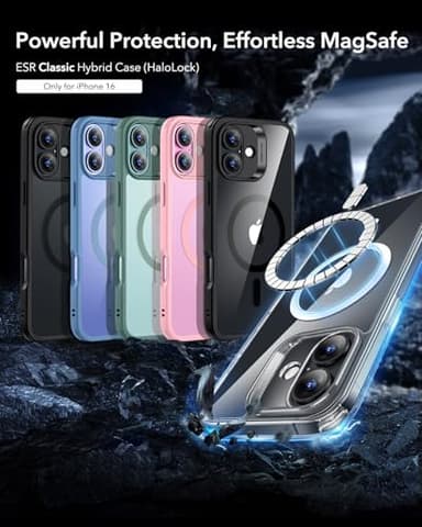 ESR for iPhone 16 Case, Compatible with MagSafe, Shockof Military-Grade tection, Magnetic Phone Case for iPhone 16, Classic Hybrid Case (HaloLock), Black - Image 3