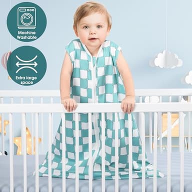 GUNTAIL Baby Sleep Sack 6-12 Months 3 Pack Baby Wearable Blanket 100% Rayon Cotton 2-Way Zipper Toddler Sleeping Sack .Comfy Soft Lightweight TOG 0.3 (Bohemia&Checkered&Blue,) - Image 2