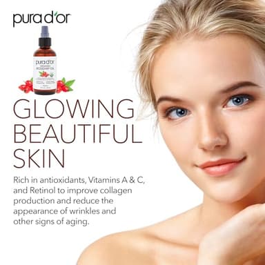 PURA D'OR 4 Oz ORGANIC Rosehip Seed Oil - 100% Pure Cold Pressed USDA Certified Anti-Aging Treatment - Vitamin A & C Rich - Helps Fade Appearance of Scars & Stretch Marks - For Face, Hair & Body - Image 5
