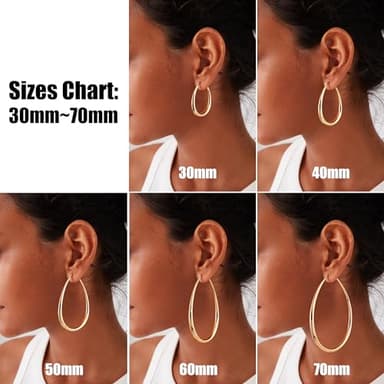 Gacimy Gold Chunky Hoop Earrings for Women, 14K Gold Plated Oval Hoop Medium Gold Earrings with 925 Sterling Silver Post - Image 7