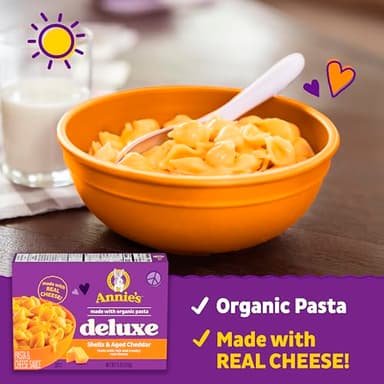 Annie's Deluxe Shells and Aged Cheddar, Pasta and Cheese Sauce, Mac and Cheese Made with Organic Pasta, Dinner Side or Snacks, 11 oz (Pack of 12) - Image 3