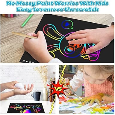 Smasiagon Scratch Paper Art Set for Kids: 2 Pack Scratch Off Arts Crafts Graduation Gifts for Kids Ages 3-12 Girls Boys Students Teens School Classroom Prizes Birthday Party Favor Games DIY Activity - Image 3