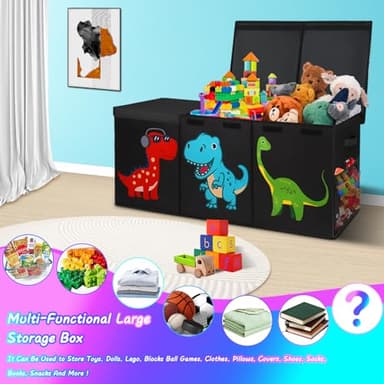 Mabahoo Extra Large Toy Box Chest, Collapsible Storage Organizer with Lids, Sturdy Dinosaur Toybox for Boys Girls, 40"x16"x16" Kids Storage Bin Box Baskets for Living Room, Playroom, Bedroom, Nursery - Image 3