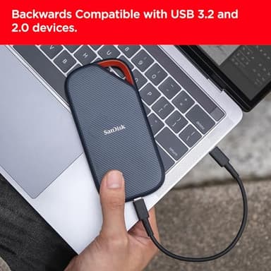 SanDisk 4TB Extreme PRO Portable SSD with USB4, Up to 3800 MB/s Read and 3700MB/s Write, USB-C, USB 3.2, Backwards Compatible, IP65 Water and Dust Resistance - SDSSDE82-4T00-G25 - Image 3