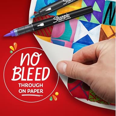 Sharpie Creative Markers, Water-Based Acrylic, Brush Tip, Assorted Colors, 12 Count – Arts & Crafts, Kids Activity, School Classroom; Works on Paper, Metal, Wood, Ceramic, Glass, Rock, Canvas - Image 4