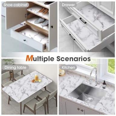 Beautysaid Shelf and Drawer Liner for Ktichen Cabinet, Non Adhesive Non Slip Shelf Paper Waterproof Washable Thickened for Dresser Pantry Shelve Bathroom Protector Liner(Marble,23.6 in x 30 FT) - Image 8