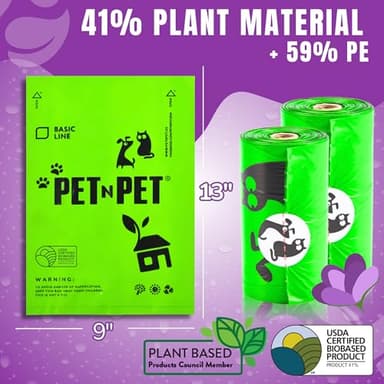 Pet N Pet 1080 Counts Green Poop Bags for Dogs, 41% Plant Based & 59% PE Extra Thick Dog Poop Bags Rolls, 9" x 13", Lavender Scented Pet Waste Bag - Image 2