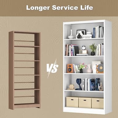 LyAosdFu Metal Bookcase, 14" Deep Bookshelf, 66" Tall Bookcases with Adjustable Shelves, 5 Shelf Bookcase, Industrial Bookshelves and Bookcases for Living Room, Office, Library. White Book Shelf. - Image 6