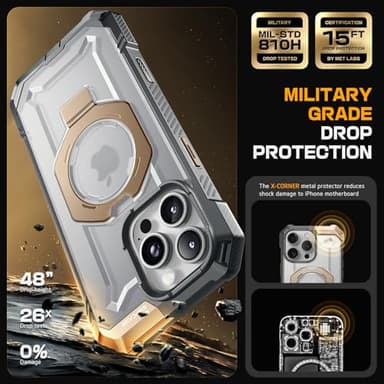 SUPCASE for iPhone 16 Pro Max Case with Camera Control Capture Button (Unicorn Beetle Grip), [Built-in Stand] [Compatible with MagSafe] Heavy Duty Magnetic Phone Case for iPhone 16 Pro Max, DesertGold - Image 4