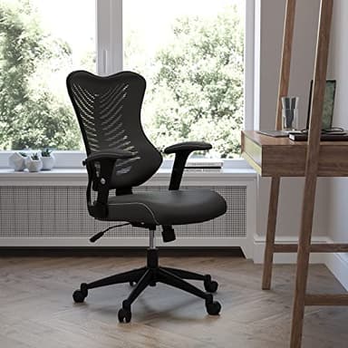 Flash Furniture Kale High Back Designer Black Mesh Executive Swivel Ergonomic Office Chair with LeatherSoft Seat and Adjustable Arms - Image 2