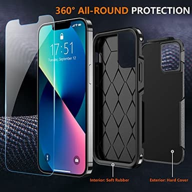 SPIDERCASE Designed for iPhone 13 Case, [10 FT Military Grade Drop Protection] [with 2 pcs Tempered Glass Screen Protector] Case for iPhone 13 6.1 inch (Black) - Image 6