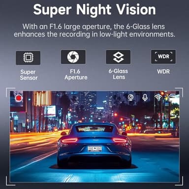 Dash Cam Front and Rear: 2.5K+1080P Dual Dash Camera for Cars, Ecomoment Car Camer with 1.47" IPS Screen, Built-in Wi-Fi, 170° Wide Angle, Night Vision, G-Sensor, 24H Parking Mode, Included 32GB Card - Image 4
