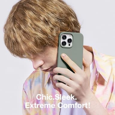 GONEZ for iPhone 14 Pro Case, Compatible with Magsafe, with Screen Protector + Camera Lens Protector, Soft Anti-Scratch Microfiber Lining, Shockproof Liquid Silicone Phone Cover, Calke Green - Image 8