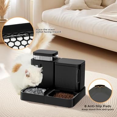 ZOMISIA Gravity Cat Feeder and Water Dispenser, 2 in 1 Cat Self Feeder with 180 Degree Rotatable, 2 Pack Automatic Feeding Large Capacity for Small Medium Dog Puppy Kitten, Black, 0.8 Gallon x 2 - Image 3