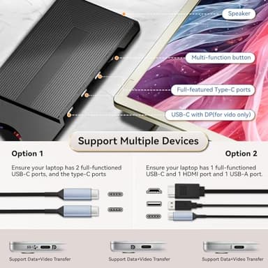 domyfan 15.6" Laptop Screen Extender, 120% sRGB FHD 1080P IPS Triple Portable Laptop Monitor Extender with Type-C USB HDMI Plug-Play for Mac, Windows, Chrome, Android, Fits All Laptops - Image 4