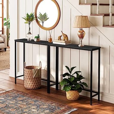 HOOBRO Narrow Console Table, 29.5" Small Entryway Table, Thin Sofa Table, Side Table, Display Table, for Hallway, Bedroom, Living Room, Foyer, Black BK75XG01 - Image 2