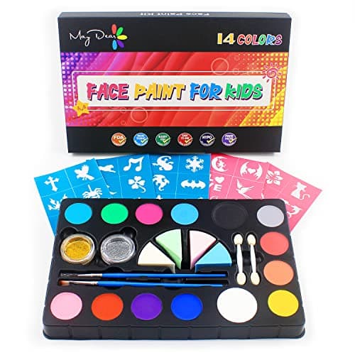 Maydear Face Paint Kit for Kids - 14 Large Water Based Paints, professional Face Paint Palette, Face Paints Safe for Sensitive Skin - Image 1