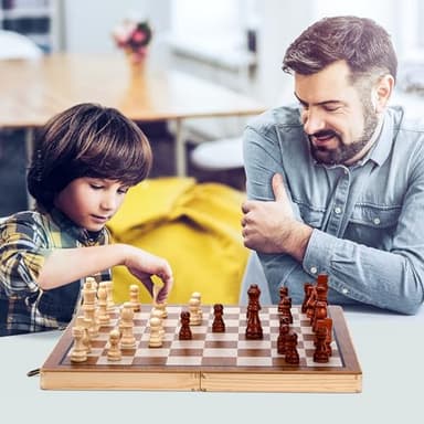 Chess Board Sets, 15 Inch Magnetic Chess Set for Adults & Kids, Checkers Board Game, Handmade Folding Chess Boards with 2 Extra Queens by Kiapeak - Image 6