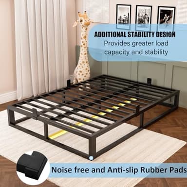 Bilily 10 Inch Queen Bed Frame with Steel Slat Support, Low Profile Queen Metal Platform Bed Frame Support Mattress Foundation, No Box Spring Needed/Easy Assembly/Noise Free - Image 6