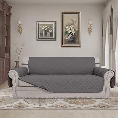 Easy-Going 4 Seater Sofa Slipcover Reversible Sofa Cover Water Resistant Couch Cover with Foam Sticks Elastic Straps Furniture Protector for Pets Children Dog Cat (XX-Large, Gray/Gray) - Image 2