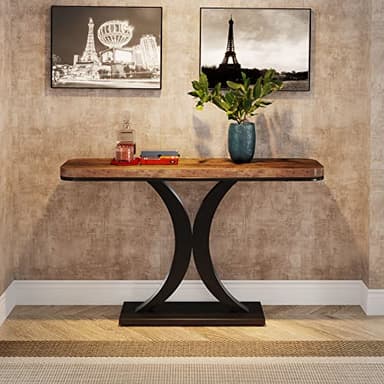 LITTLE TREE Industrial Entryway Console Table, Compact Foyer Hallway Accent Table for Small Space - Image 4
