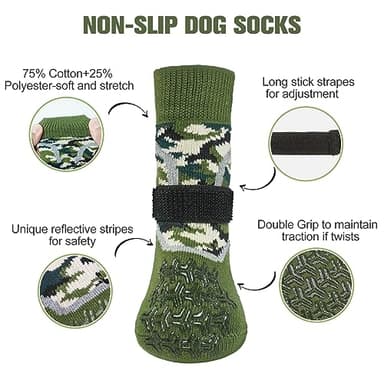 BEAUTYZOO Dog Socks to Prevent Licking Paws for Hardwood Floors Anti Slip, Dog Shoes Booties for Hot/Cold Pavement,Grippy Boots & Paw Protectors Traction Control for Small Medium Large Senior Dogs - Image 3