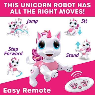 Power Your Fun Robo Pets Unicorn Toy for Girls and Boys - Remote Control Robot Toys with Interactive Hand Motion Gestures, STEM Programmable Treats, Walking, Dancing Robot Unicorn Kids Toy (Pink) - Image 3