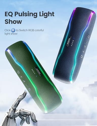 Portable Bluetooth Speaker, IPX7 Waterproof Wireless Speakers with Colorful Flashing Lights, 25W Super Bass 24H Playtime, 100ft Range, TWS Pairing for Outdoor, Home, Party, Beach, Birthday Gift - Image 7