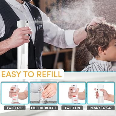 Hula Home Spray Bottle for Hair (10.1oz/300ml) - Powered by Flairosol® Spray Technology - Continuous Ultra Fine Mist Sprayer – For Hairstyling, Cleaning, Salons, Plants, Essential Oil & More - White - Image 4