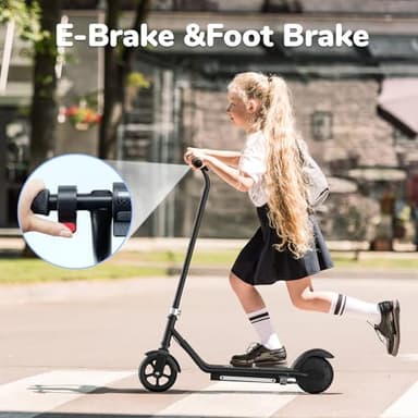 Kids Electric Scooter, 150W Motor, 3/6/10MPH Electric Scooter for Kids Ages 6-12, Double Brake, Magnetic Charging, Pedal Light for Boys/Girls (Black) - Image 6