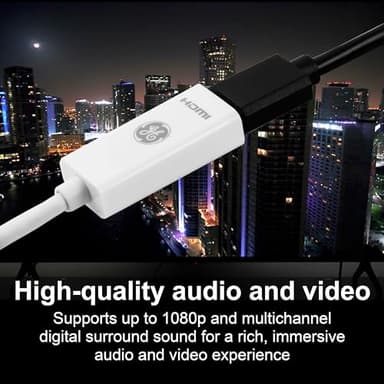 GE Mini DisplayPort Thunderbolt to HDMI Adapter, Compatible with Apple iMac, MacBook and PC, Supports Full HD 1080P and 4K Ultra HD, White, 33589 - Image 3