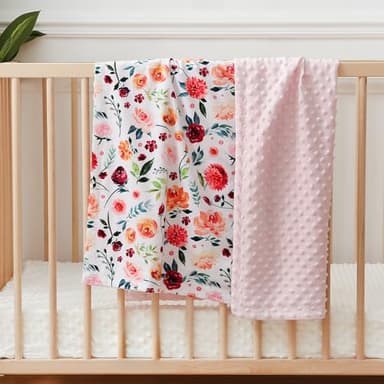 BORITAR Baby Blanket for Girls Super Soft Double Layer Minky with Dotted Backing, Receiving Blanket with Elegant Floral Multicolor Printed Blanket 30 x 40 Inch(75x100cm) - Image 6