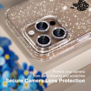 Choiche Compatible for iPhone 16 Pro Max Case Women Phone Case, Cute Bling Sparkly, Military Grade Protection, 3 Diamond Camera Lens Covers, 2 Tempered Glass Protectors, 6.9 inch (Glitter Clear) - Image 4