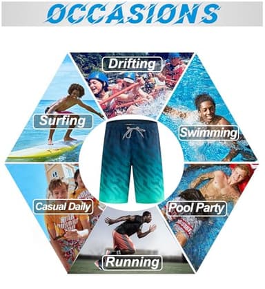 APTRO Men's Swim Trunks 9" Quick Dry Bathing Suit Big & Tall Beach Swimsuits #063 Green M - Image 5