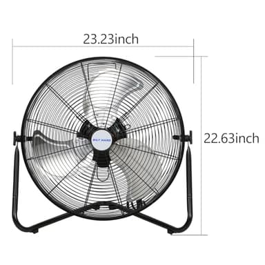 BILT HARD 20" High Velocity Floor Fan, 4600 CFM 3-Speed Industrial Shop Fan with Wall-Mounting System, Heavy Duty Metal Fan for Workshop, Garage and Warehouse - Image 4