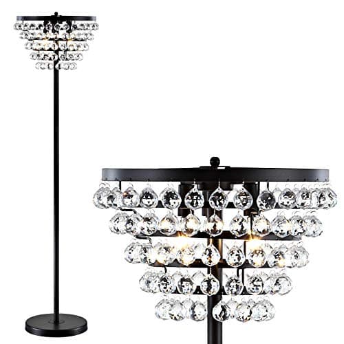 JONATHAN Y JYL9005A Jemma 60" Crystal/Metal LED Floor Lamp, Contemporary, Modern, Transitional, Elegant, Office, Living Room, Family Room, Dining Room, Bedroom, Hallway, Foyer, Bronze/Clear - Image 1