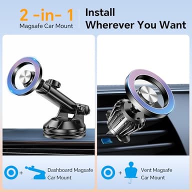 Coolpow for MagSafe Car Mount【Windshield+Vent+Dash】Magnetic Phone Holder for Car Phone Holder Mount Cell Phone Holders for Your Car Accessories Suction Cup Stand for Garmin GPS for iPhone 17 16 15 14 - Image 2