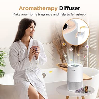 Air Purifiers for Home Large Rooms up to 1200ft², MOOKA H13 True HEPA Air Purifier for Bedroom Pets with Fragrance Sponge, Timer, Air Filter Cleaner for Smoke, Odor, Dander, Pollen (White) - Image 5