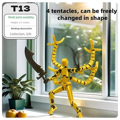 SENROELECTRONAGE T13 Action Figure Assembly Completed, Upgraded 3D Printed T13 Action Figure, The Dummy 13 is Very Suitable for Office Desks and Birthday Cake Decorations (Yellow) - Image 9