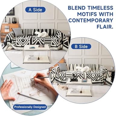 VClife Boho Couch Cover Chenille Couch Cover for 2 Cushion Couch, Dog Sofa Cover with Tassel Washable Loveseat Cover, Non Slip Couch Covers for Sectional Sofa Living Room Furniture Protector, 71x118 - Image 3